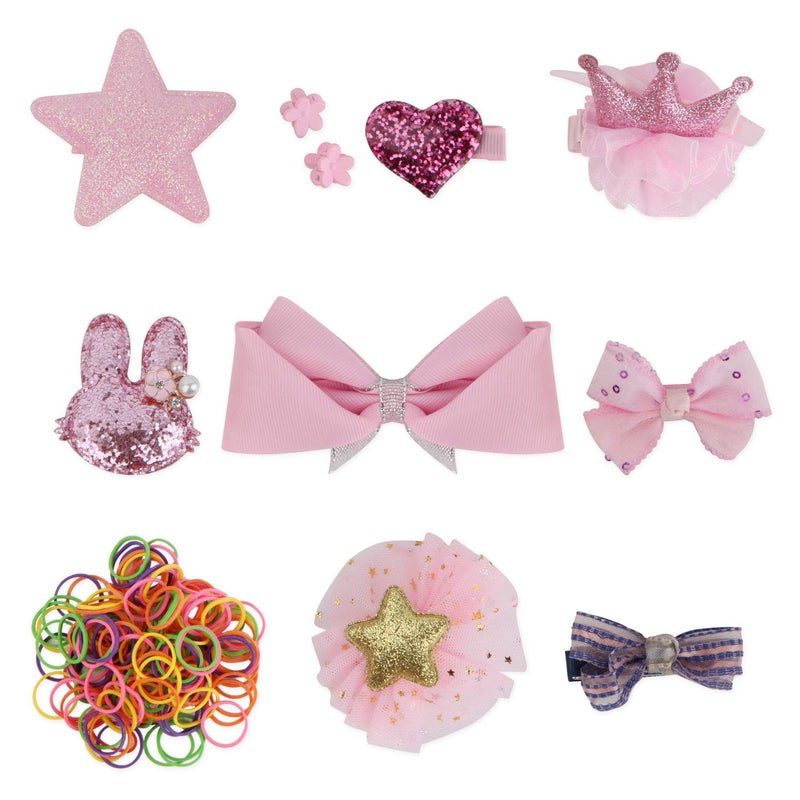 QUMY Dog Hair Clips Mixed Styles Varies Patterns Bows Pet Hair Accessories Grooming Product Hair Clips for Little Girls, 10 Piece (Pink) - Image 1